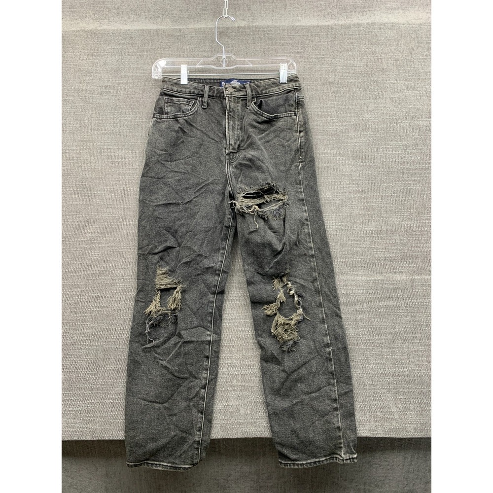 Hollister Ultra High Rise Vintage Straight Leg Jeans Womens 3S Gray Distressed
